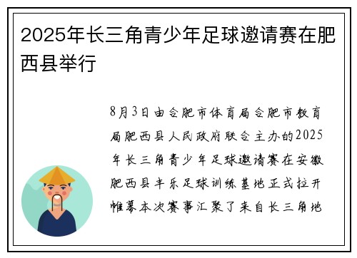 2025年长三角青少年足球邀请赛在肥西县举行